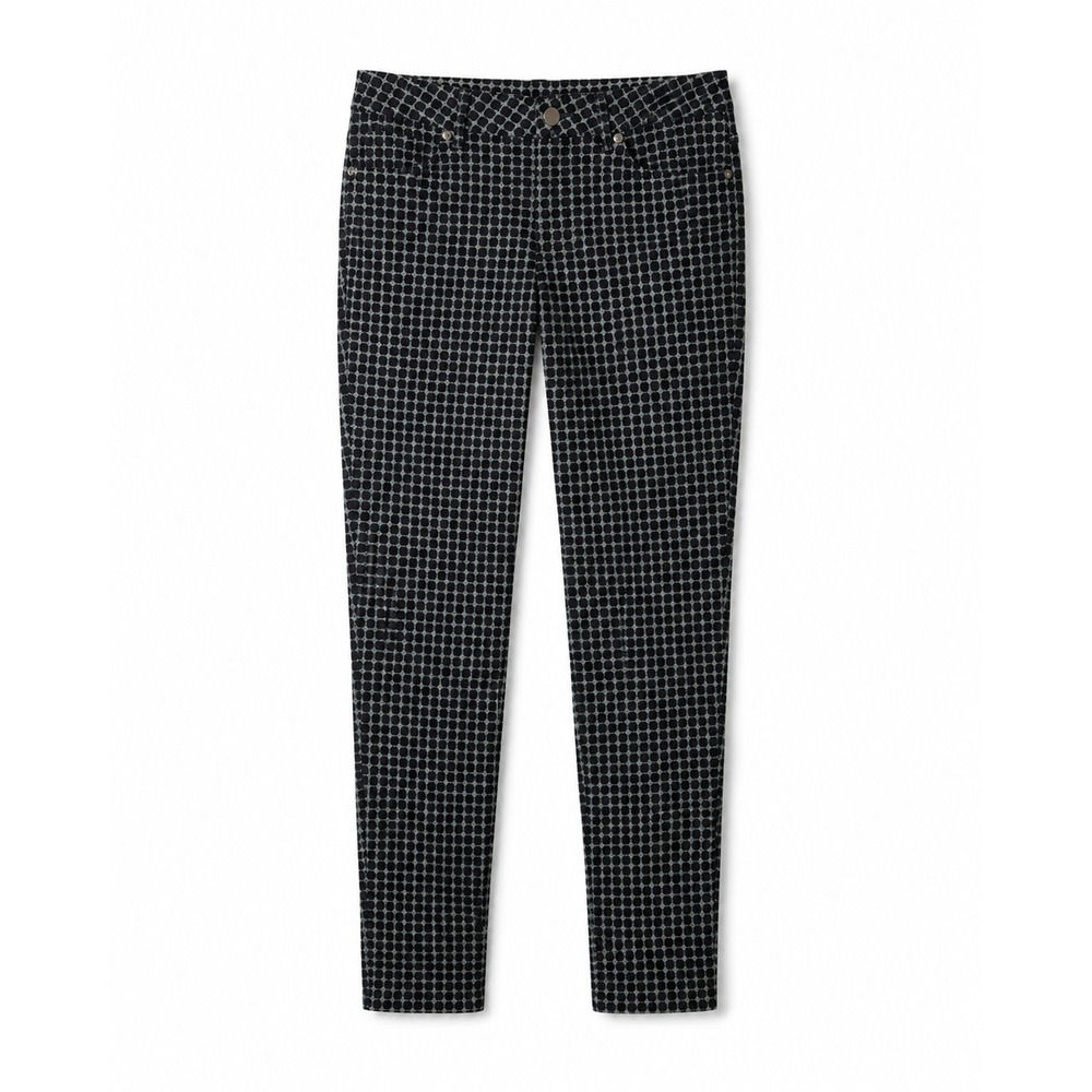 Talbots Heritage Slim Ankle Pants Womens 2P Black White Geometric EUC Tile Print
